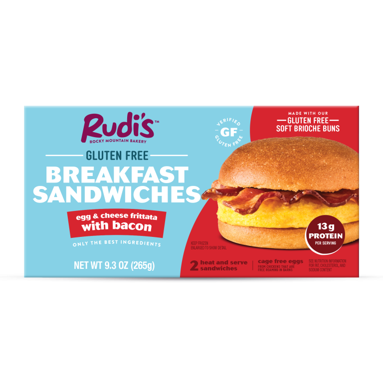 Rudi's Gluten-Free Egg & Cheese Frittata with Bacon Breakfast Sandwiches